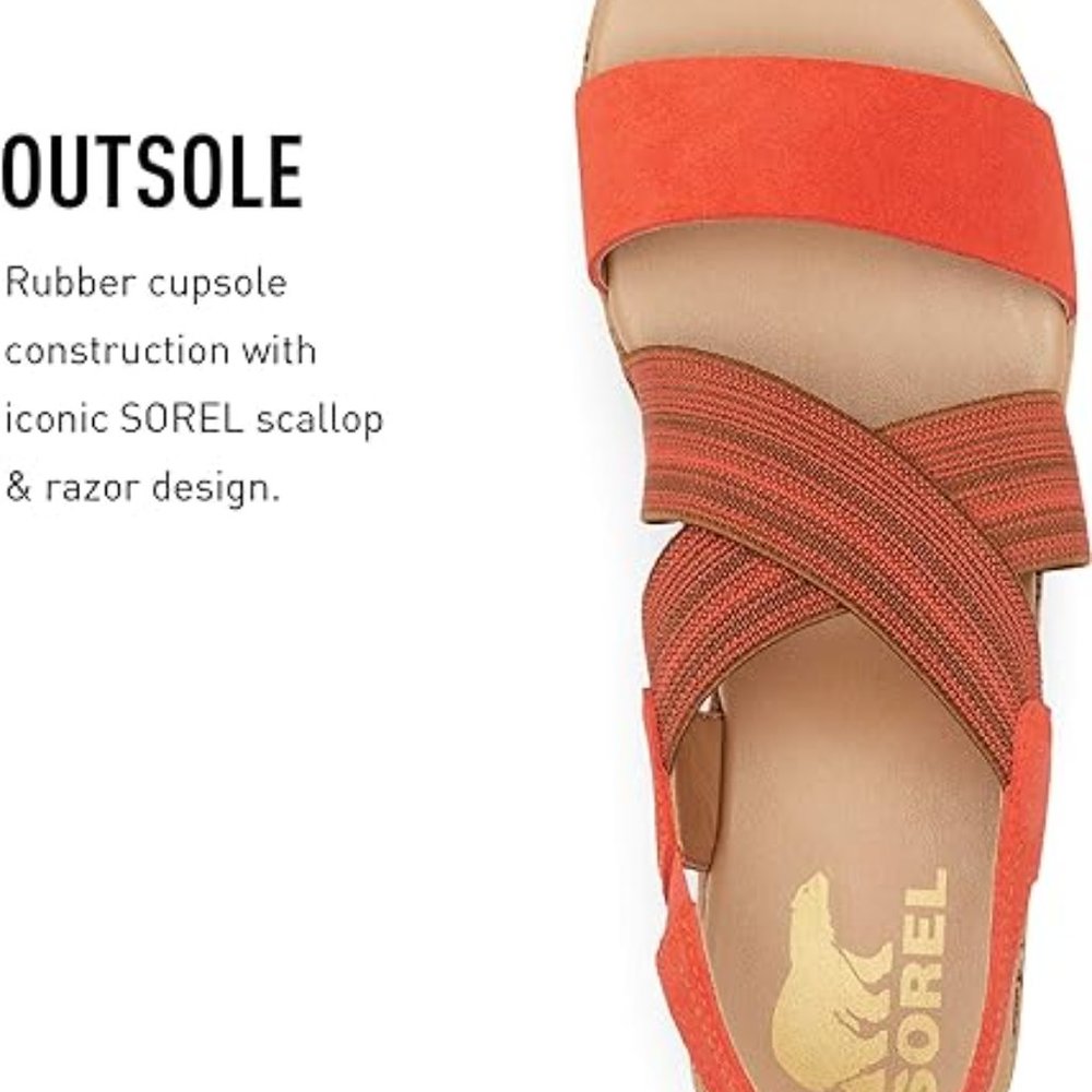Sorel Cameron Flatform Slingback Sandal | Women's Size 9 | Red/Orange - Picture 3 of 8